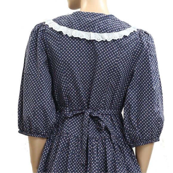 Free People Need To Know Mini Dress Eyelet Lace Printed Puff Sleeve S-6 283063 - Picture 8 of 9